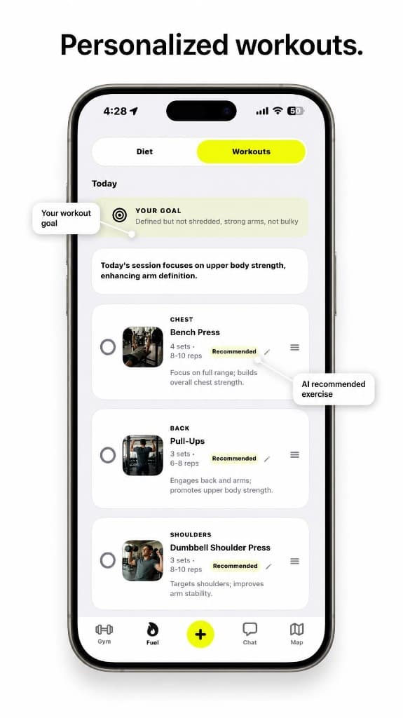 Ballr personalized workout plan with AI recommended exercises