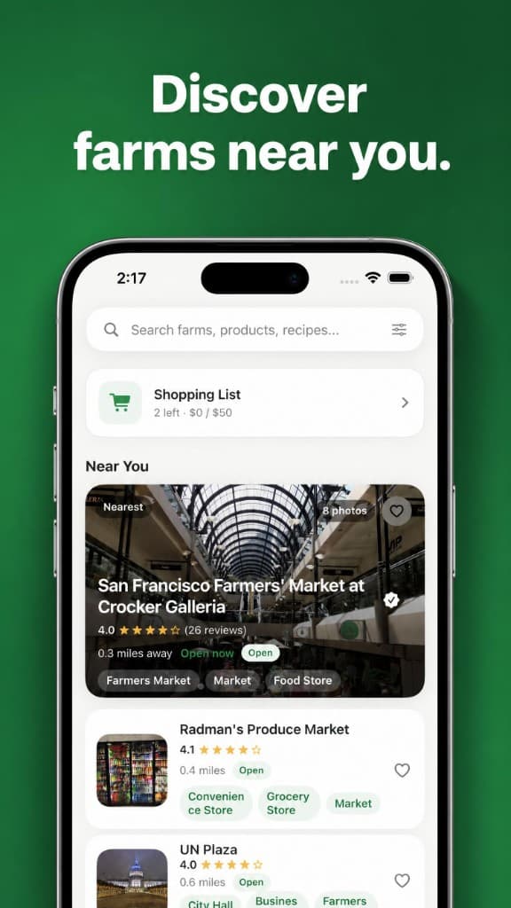 Freshys discover list of farmers markets and food stores near you