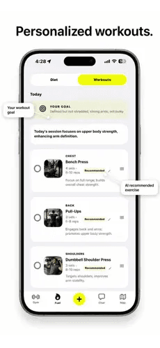 Ballr personalized workout plan with AI recommended exercises